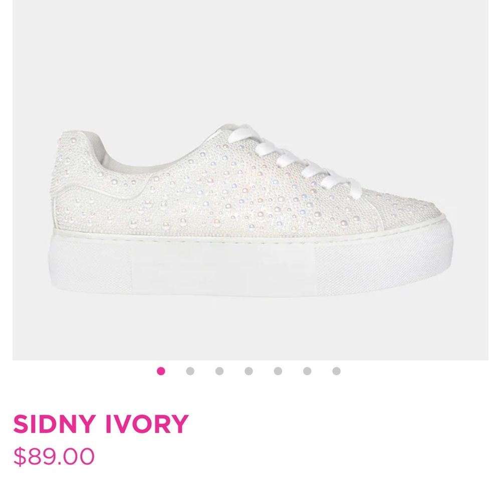 Betsey Johnson Sidny Ivory Pearlescent Pearl Sneakers Size 8 Brand New